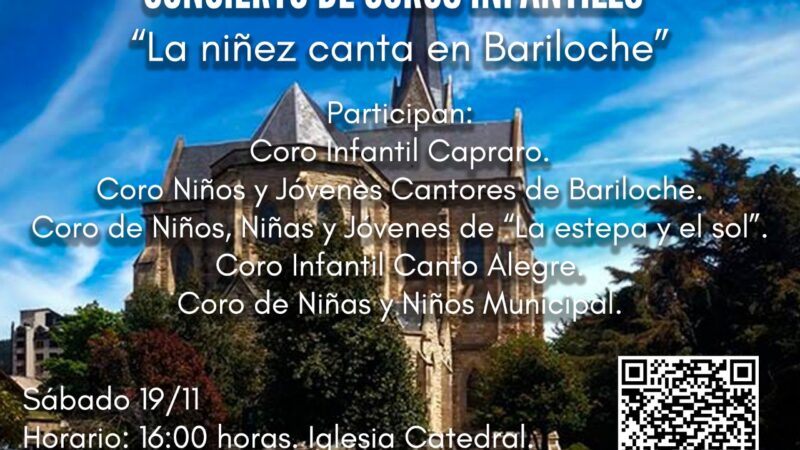 Piedra Libre al Arte presenta “Concierto de Coros Infantiles: La Niñez canta en Bariloche”