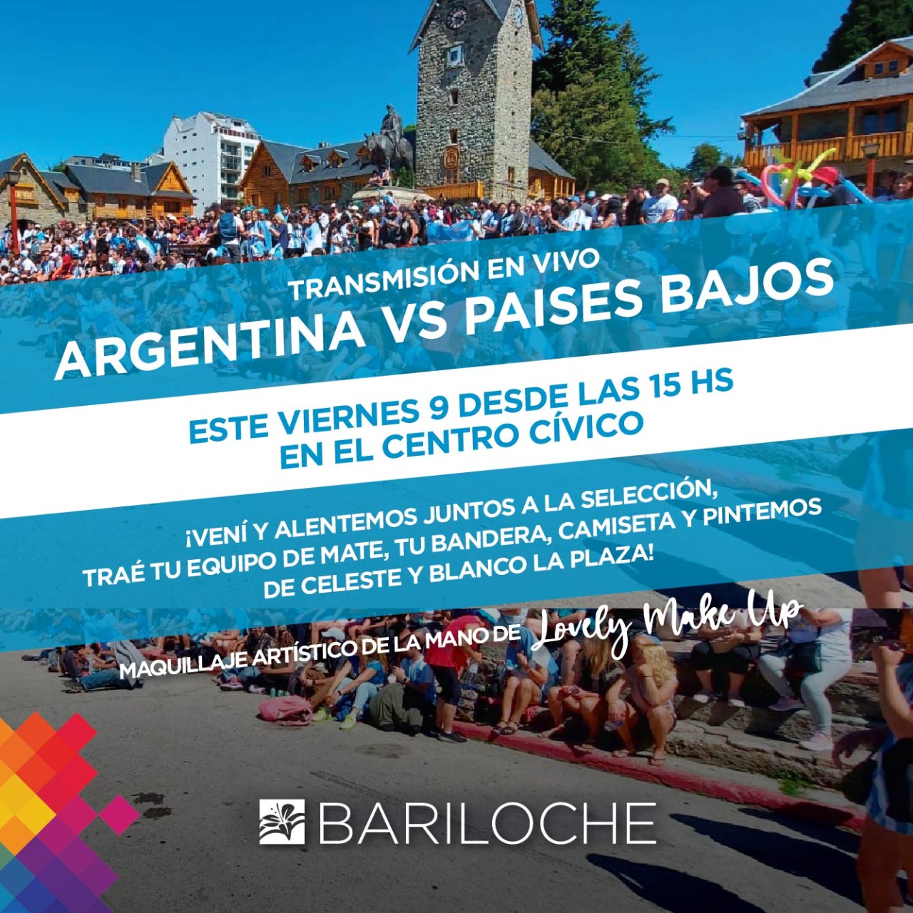 Hoy: Argentina vs Paises Bajos, en Pantalla Gigante en el Centro Cívico