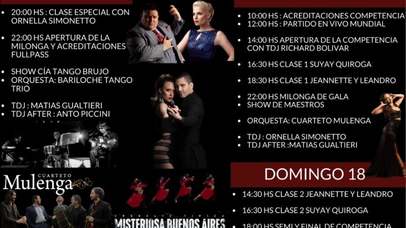 Desde hoy y hasta el domingo, se desarrollará “Bariloche también es tango”